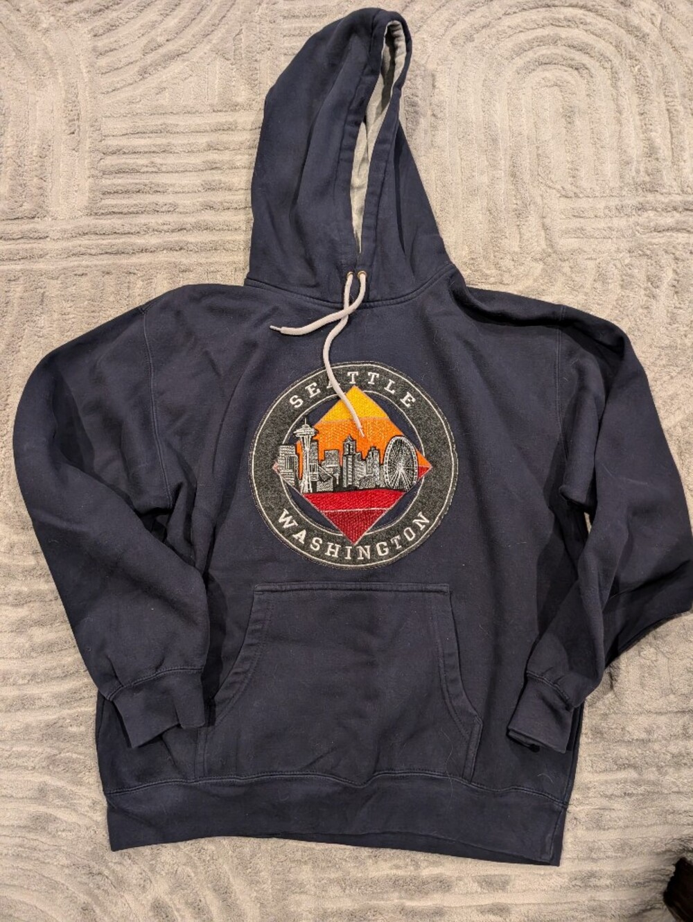 Washington Seattle Graphic Navy Hoodie, Large